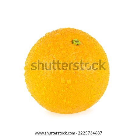Orange fruit with drops of water isolated on white background