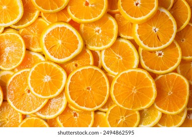 Orange fruit pattern. Healthy food background, directly above. - Powered by Shutterstock