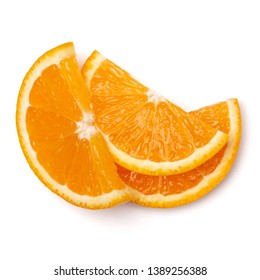 Orange Fruit Slice  Isolated On White Background Closeup. Food Background. Flat Lay, Top View.