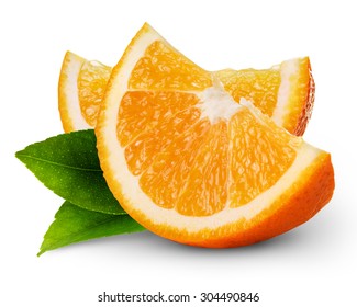 Orange Fruit Slice Isolated On White Background 
