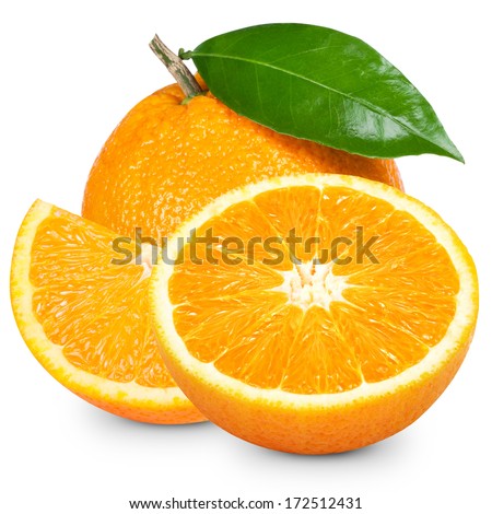 Orange fruit sliced isolated on white background 