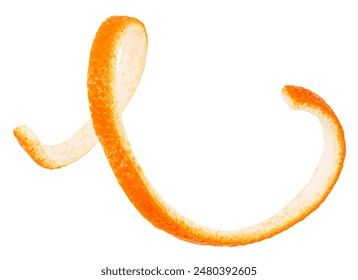 Orange fruit thin skin isolated on white background. Citron. Spiral form of orange peel. - Powered by Shutterstock