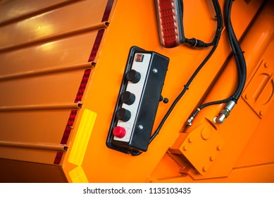 Orange Garbage Truck Instrument Table. Garbage Truck Command Table.