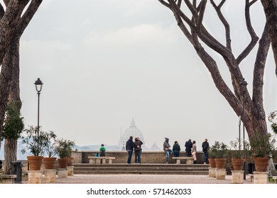 Orange Garden With St Peters In Background. Rome Italy