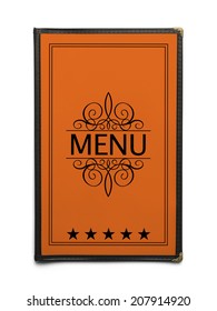 Orange Generic Restaurant Menu With Five Stars Isolated On White Background.