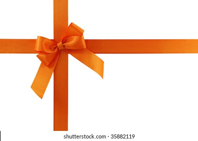  Orange Gift Bow On White Background