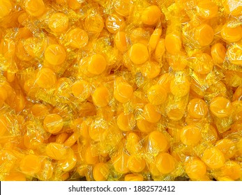 Orange Gold Butterscotch Candy Pile Display Grocery Bulk Sales