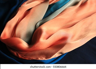 Orange And Green Color Silk Scarf