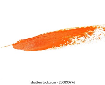 Orange Grunge Brush Strokes Oil Paint Isolated On White