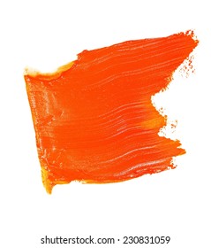 Orange Grunge Brush Strokes Oil Paint Isolated On White