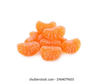 Orange Gummies, Vitamin C  On White Background