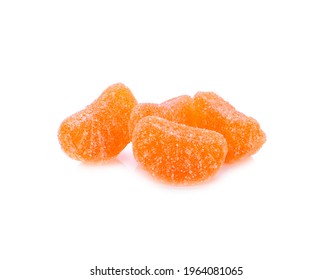 Orange Gummies, Vitamin C  On White Background