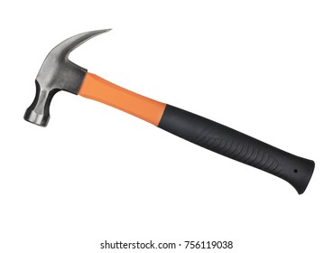 Orange hammer on white background