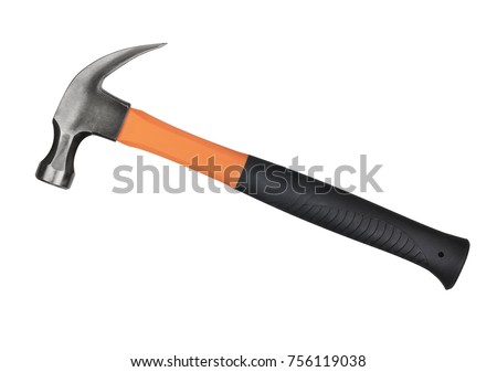 Orange hammer on white background
