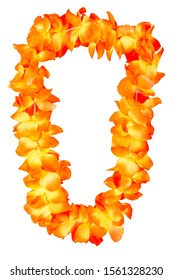 orange hawaiian lei beads with vibrant colors isolated on a white background