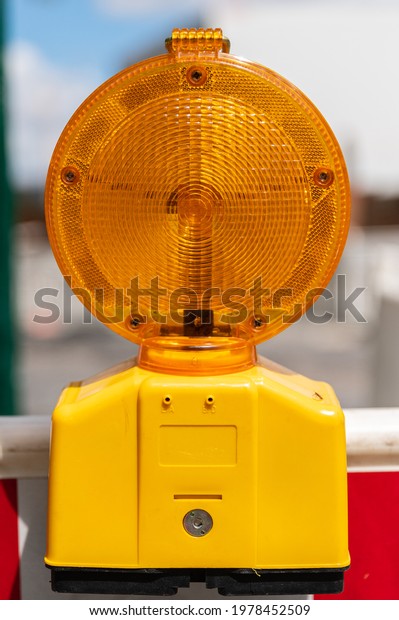 Orange Hazard Warning Light On Construction Stock Photo 1978452509 ...