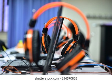 Orange headphones   