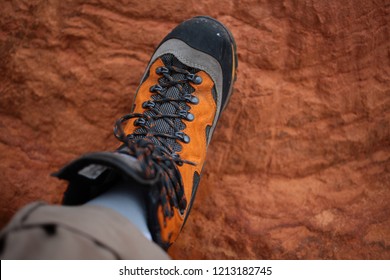 Orange Hicking Boots On Ochre Ground 