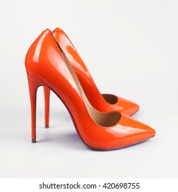 Orange High Heels Pump Shoes