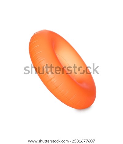 Orange inflatable ring isolated on white. Beach accessory