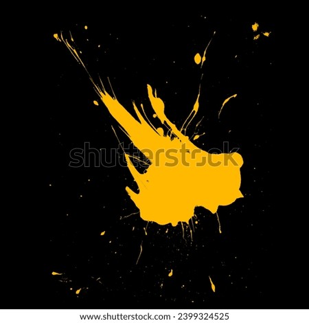 Orange ink splashes. Royalty high-quality free best stock image of orange blots and ink splashes isolated on black background. Grunge splatter, paint splash, liquid stains, abstract ink drops overlays