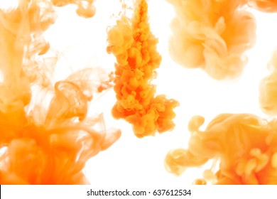 Orange Ink In Water, Abstract Background