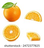 Orange isolated on white background with clipping path. Collection orange Clipping Path.