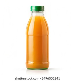 orange juice bottle mockup, Front view of orange juice glass bottle isolated on white, pineapple juice bottle