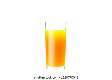 Orange juice glass on a white background