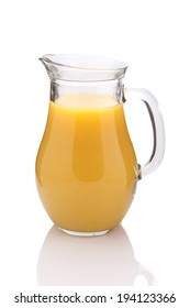 Orange Juice In A Jug Isolated On White Background