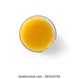 Orange Juice On White Background Top View