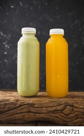 orange juice in a plastic bottle, for your beverage product mockup