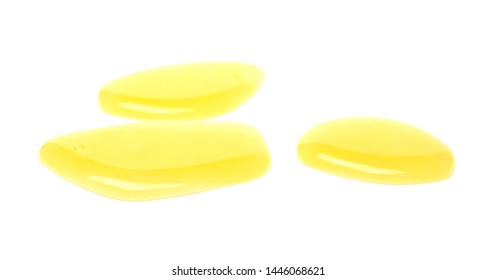 Orange Juice Spilled Puddle, Isolated On White Background