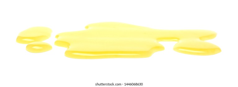 Orange Juice Spilled Puddle, Isolated On White Background