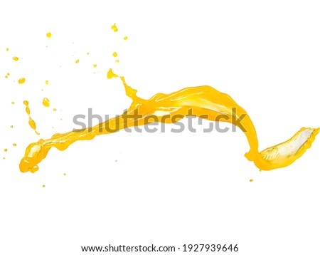 Orange juice splash with drops