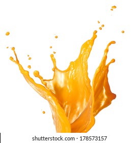 Orange Juice Splash Isolated On White Background