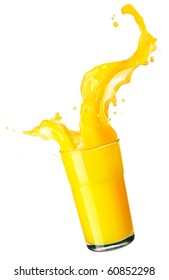 Orange Juice Splash Isolated On White