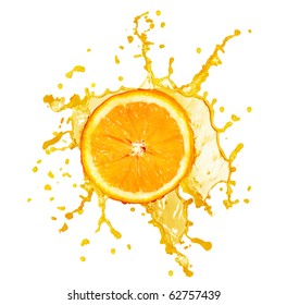 Orange Juice Splashing Isolated On White