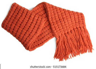 Orange Knitted Scarf Isolated 