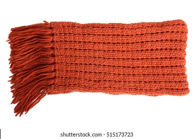 Orange Knitted Scarf Isolated 