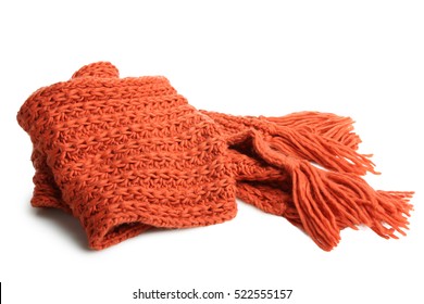 Orange Knitted Scarf Isolated