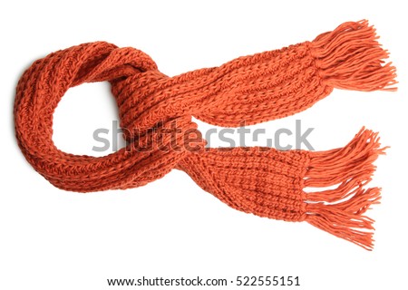 Orange knitted scarf isolated