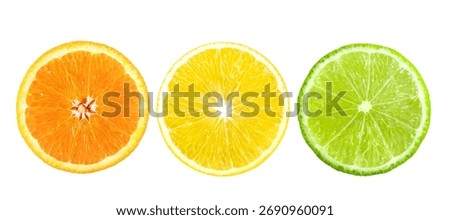 Orange lemon lime slice isolated on white background ( image from camera )