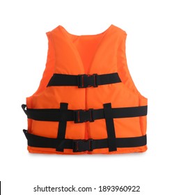 Orange life jacket isolated on white. Personal flotation device - Shutterstock ID 1893960922