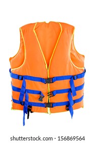 Orange Life Jacket With Isolated White Background