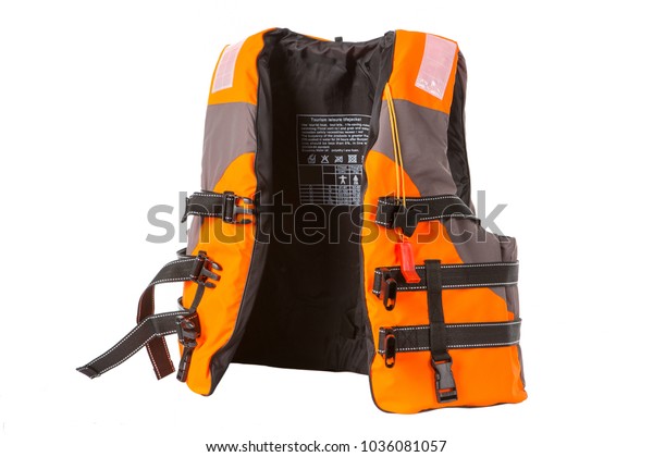 Orange Life Jacket On White Background Stock Photo Edit Now 1036081057