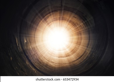 Orange Light From Dark Tunnel 