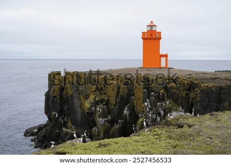 The orange lighthouse on Grímsey