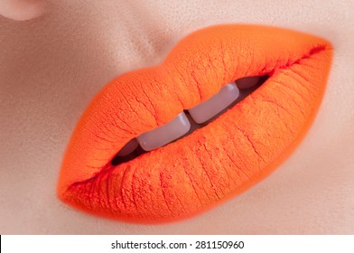 orange lipstick lips