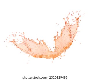 Orange liquid splash isolated on white background.